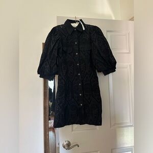 GANNI eyelet mini dress